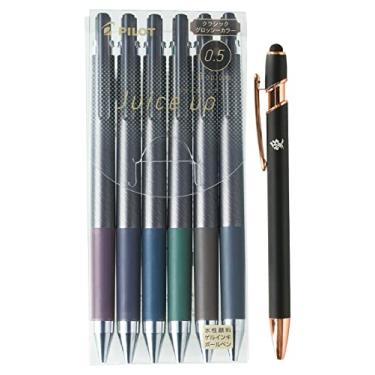 Imagem de Pilot Juice up 05 Caneta retrátil de tinta gel 0,5 mm ponta ultrafina brilhante conjunto de 6 cores (LJP120S5-6CCG) com adesivo Kanji LOVE