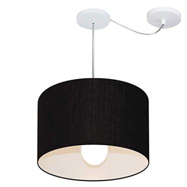 Imagem de Lustre Pendente com Desvio de Centro Cúpula Tecido 40x25 cm, Vivare Iluminação, Pendente4226 PR, Preto, Médio