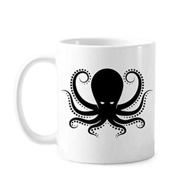 Imagem de Octopus Marine Life Caneca de cerâmica preta e branca com estampa de cerâmica para café e porcelana