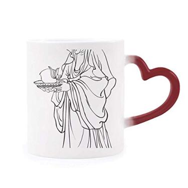 Imagem de Caneca com personagem da cultura chinesa chinesa sensível ao calor Caneca vermelha que muda de cor