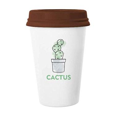 Imagem de Suculentas de cacto em vaso para aquarela, caneca de café para copos de cerâmica