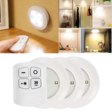 Imagem de Kit 3 Luminaria Controle Remoto Led Spot Lampada Sem Fio Interno Teto Parede Armários