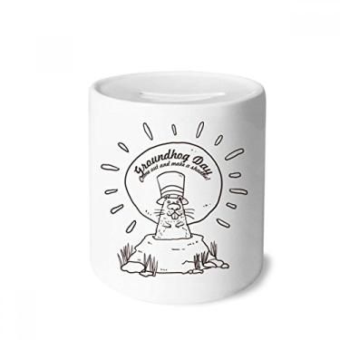 Imagem de DIYthinker Groundhog Day USA America Canada Festival Dinheiro Caixa de Cerâmica Porta-Moedas Presente Porquinho