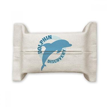 Imagem de Bolsa de linho de algodão com estampa de golfinho Blue Ocean Streamline
