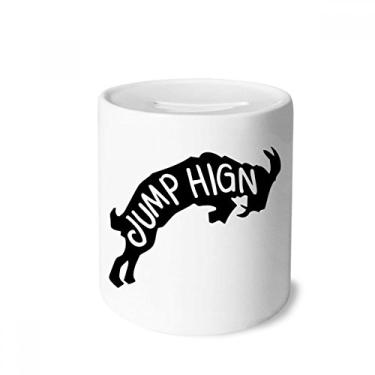 Imagem de DIYthinker Caixa de moedas de cerâmica preta com desenho de animal de antílope natural para presente de cofrinho