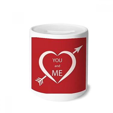 Imagem de DIYthinker Caixa de moedas de cerâmica para o dia dos namorados, vermelha, branca, para presente de cofrinho