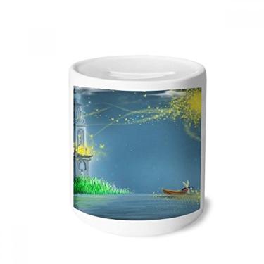 Imagem de DIYthinker Porta-moedas de cerâmica com pintura de fada de farol silencioso para noite
