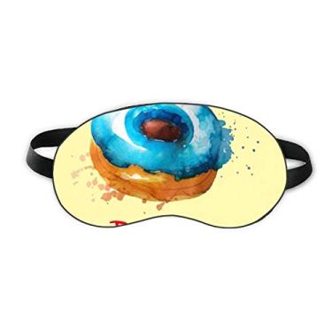 Imagem de Aquarela pintada à mão Blue Doughnut Sobremesa Sleep Eye Shield Soft Night Blinfold Shade Cover