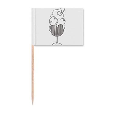 Imagem de Bandeiras de palito de sorvete de cereja com contorno preto e enfeite de festa