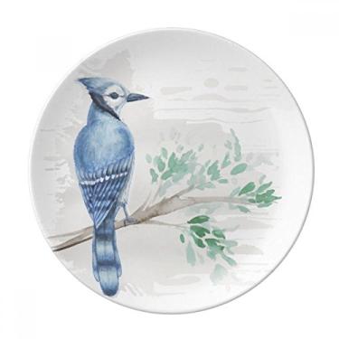 Imagem de Prato de papagaio azul decorativo de porcelana salver louça de jantar