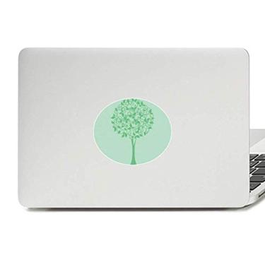 Imagem de Adesivo de notebook com emblema de vinil e folhas de árvore redondas verdes para laptop