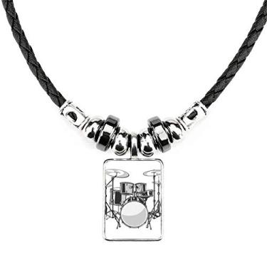 Imagem de DIYthinker Kit de bateria musical de música Energy Illustrate colar joia torque pingente de corda de couro