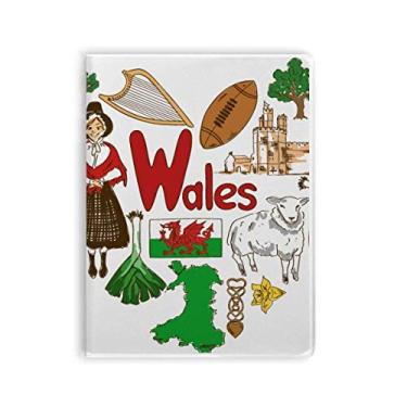 Imagem de Wales Love Heart Reino Unido Landscap Capa de caderno com a bandeira nacional