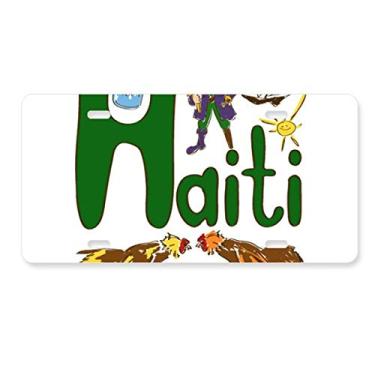Imagem de DIYthinker Haiti National Symbol Landmark Pattern Placa de licença Decoração de carro Acessório de aço inoxidável