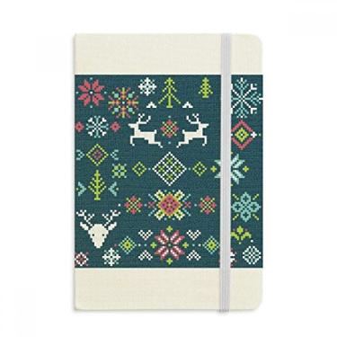 Imagem de Caderno de flores de Natal, cervo, neve, pixels, capa dura de tecido, diário clássico