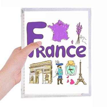 Imagem de Caderno com estampa de marco nacional da França, folhas soltas, diário recarregável, papelaria