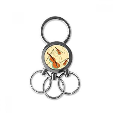 Imagem de DIYthinker Chaveiro de metal de aço inoxidável com estampa de instrumentos musicais de violino, chaveiro com clipe para presente