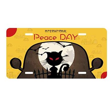 Imagem de DIYthinker Placa de carro Catoon Halloween Night Cat Decoração de carro Dia da Paz