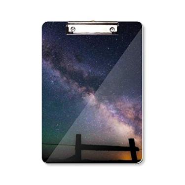 Imagem de Prancheta roxa Dark Stars Galaxy para pasta, bloco de notas A4