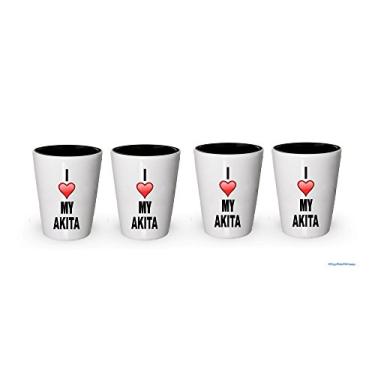 Imagem de Copo de shot I Love My Akita – Presentes para amantes de cães Akita (4)