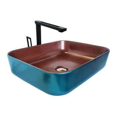 Imagem de Cuba de Apoio Cerâmica Reno RC 40 verde e rose gold - Novidade