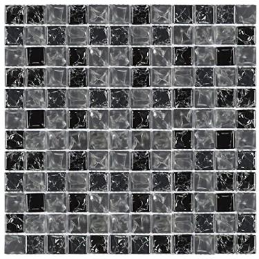 Imagem de Pastilha de Vidro Ice Glass Mosaic 30cmx30cm (placas) Preta