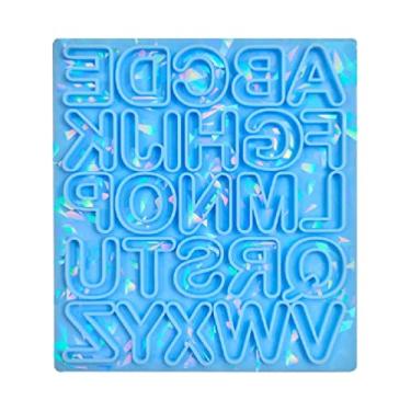 Imagem de Letra Brinco Molde De Resina Alfabeto Holográfico Moldes De Resina Chaveiro Pingente Fazendo Jóias Molde De Silicone Ferramenta De Arte DIY