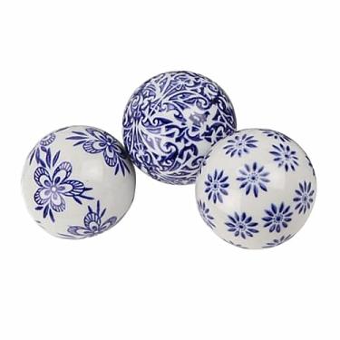 Imagem de Generic 3 peças de bola de porcelana esfera de cerâmica estilo retrô decoração de aquário esferas de porcelana esferas decorativas para decoração de casa
