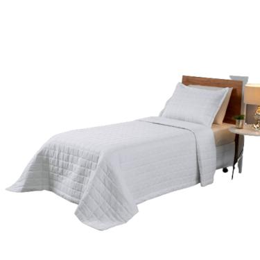 Imagem de Kit Colcha Cobre Leito Soft Solteiro 2 Pçs Dupla Face Branco