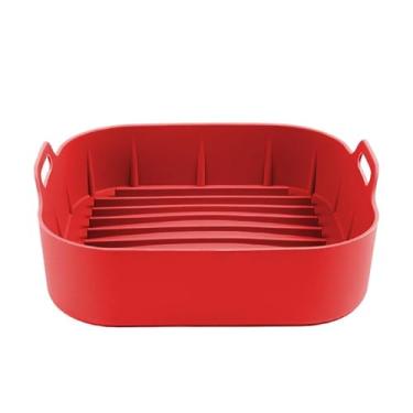 Imagem de Forma de Silicone para Air fryer, Protetor para Fritadeira Elétrica, Quadrada, Grande, 19 x 19 cm (Vermelha)