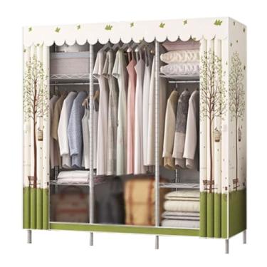 Imagem de Guarda-roupa Armário empilhável, armação de aço, guarda-roupa portátil, autônomo, rack de roupas, armazenamento temporário, para casa, quarto armário