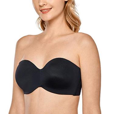 Imagem de DELIMIRA Sutiã sem alças feminino sem aro, minimizador e suporte de tamanho extra Preto 40DD