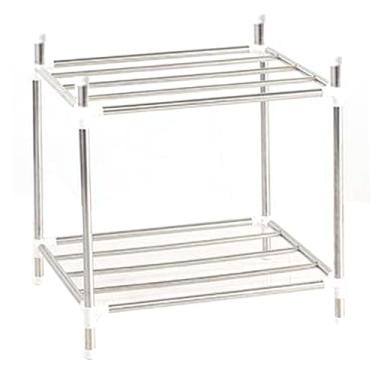 Imagem de Prateleiras de cozinha de aço inoxidável de 2 camadas, prateleiras de aço inoxidável, unidades de prateleiras de cozinha e armazenamento Rack de armazenamento industrial de cozinha para banheiro de co