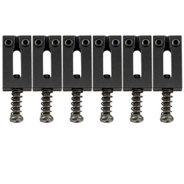 Imagem de Musiclily Pro Espaçamento 10,8 mm Moderno Carrinhos Saddles em Aço Inoxidável para Ponte Tremolo de Guitarra Strat Stratocaster, Preta (Kit com 6 Peças)