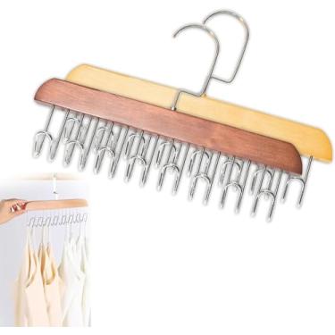 Imagem de Cabide de cinto de madeira para armário com 8 ganchos, organizador de armário multifuncional, cabides para casacos, roupa íntima, cinto, gravata, bolsa, roupas/1005 (Size : Wood+Dark Wood)