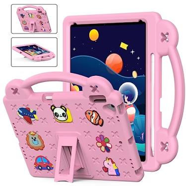 Imagem de QYiiD Capa infantil para iPad Air 1, leve, flexível, durável, à prova de choque, com alça dobrável, capa de corpo inteiro para iPad Air 1 (A1474/A1475/A1476), rosa