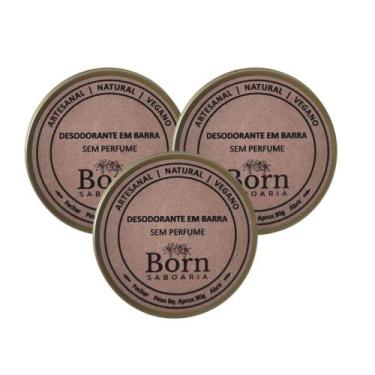Imagem de 3 Desodorantes Natural E Vegano Sem Perfume - Born Saboaria