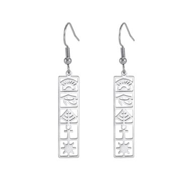 Imagem de Brincos egípcios femininos de aço inoxidável com pingente de gota Ankh Cruz Olho de Hórus Pirâmide Egito Amuleto Joias Presentes, Aço inoxidável