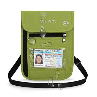 Imagem de ROOSALANCE Carteira de viagem, bolsa de pescoço com porta-passaporte com RFID à prova d'água, multifuncional, organizador de documentos, design de janela visual, carteira de viagem para homens e