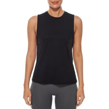 Imagem de Lavento Regata feminina de gola redonda para treino - camiseta atlética para ioga e corrida sem mangas, Preto, 11