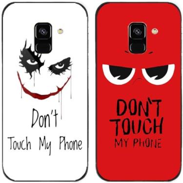Imagem de 2 peças Smile Don't Touch My Phone impresso TPU gel silicone capa de telefone traseira para Samsung Galaxy todas as séries (Galaxy A5 2018 / A8 2018)