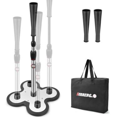 Imagem de Surrergo Camiseta de beisebol espelhada portátil de beisebol e softbol de 5 posições. Base pesada de 4,5 kg. Camiseta profissional de golpe para beisebol/softbol. Ajuste de altura fácil (66-109 cm)