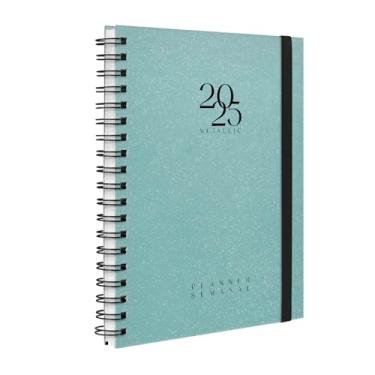 Imagem de Agenda Planner Semanal 2025 Plus Solid Glitter Metallic Turquesa