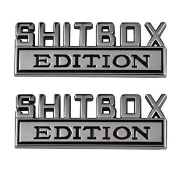 Imagem de 2 peças de metal edição Shitbox emblema emblema 3D adesivo compatível com F-150 F250 F350 Silverado 1500 2500 3500 (cromado)