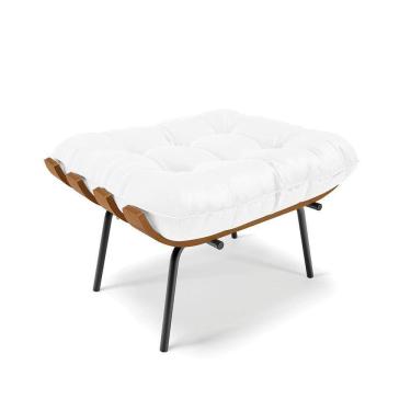 Imagem de Puff Costela Corino Base Metálica Preto - D`Rossi Cor Branco