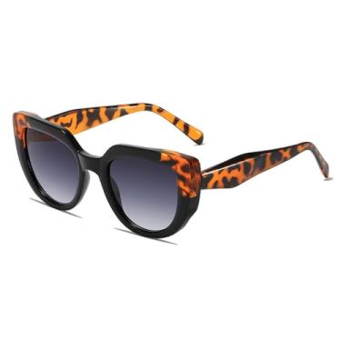 Imagem de Óculos de sol grandes femininos estilo gato, óculos escuros masculinos com lentes planas UV400, leopardo preto, tamanho único