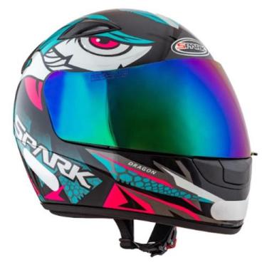 Imagem de Capacete Ebf Spark Spider Preto Tiffany Mais Viseira Camaleão ou Fumê,
