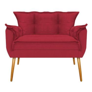 Imagem de Kit Namoradeira e 02 Poltronas Opala Base Giratória de Madeira Suede V