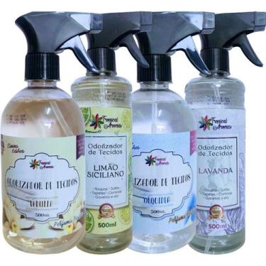 Imagem de Kit 4 Odorizador de Roupas Tecidos Sofás Cobertores 500ml - Tropical A