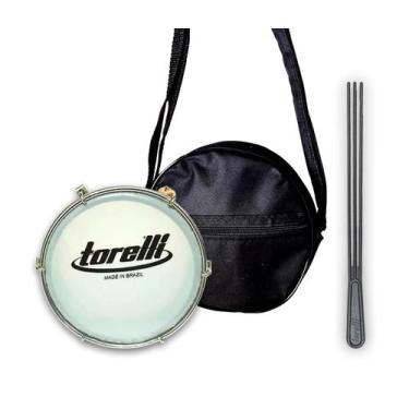 Imagem de Kit Tamborim Pele Leitosa Torelli Bco, Bag e Baqueta Tripla - Flash